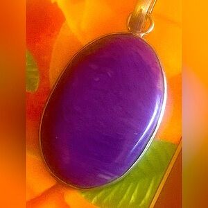 Charoite necklace Artisan India Sterling silver 2" NWOT